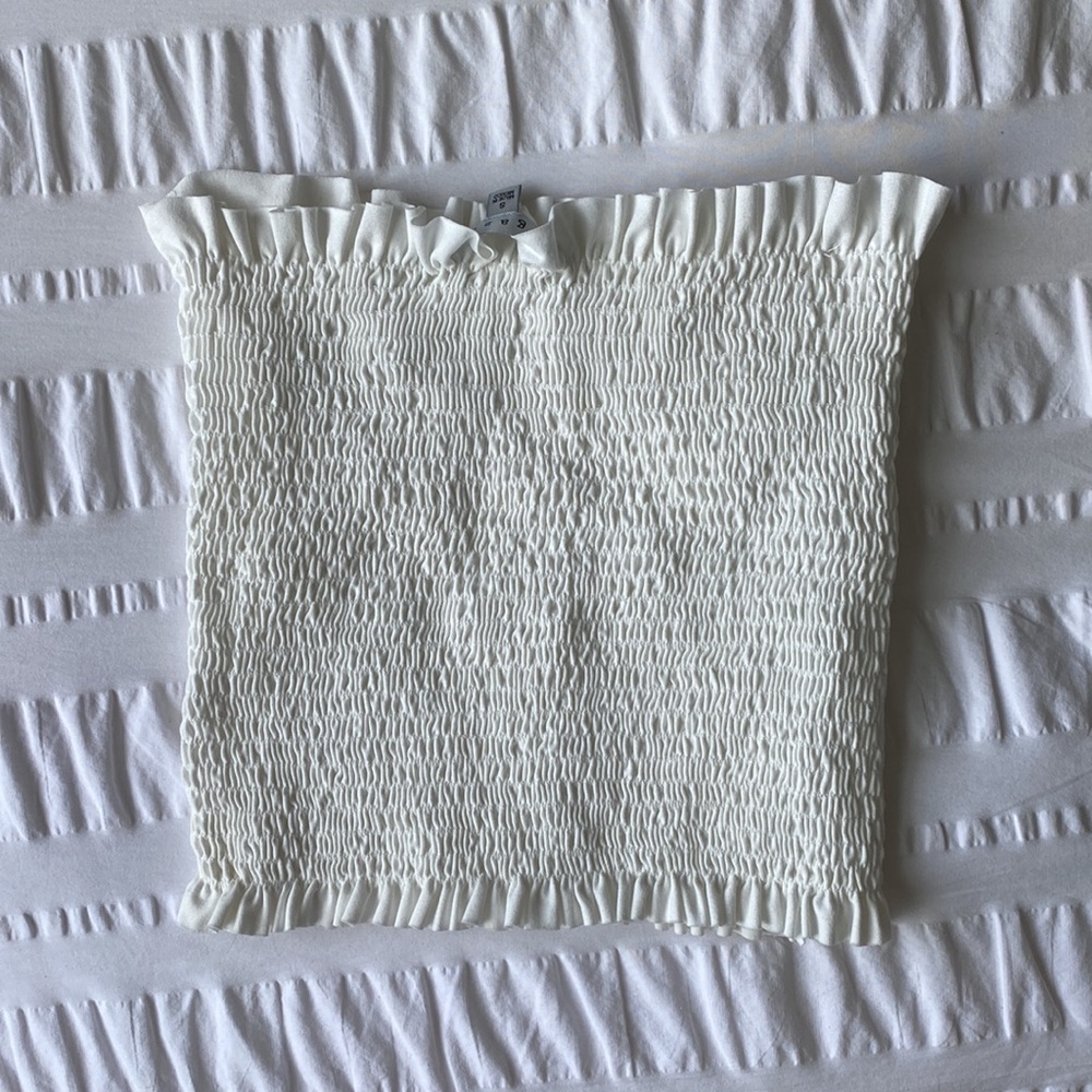 White smocked tube top